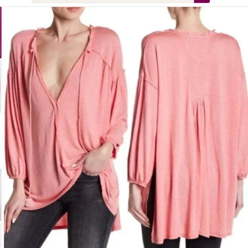 Free People Women's Just A Henley Linen Blend Top